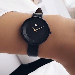 MVMT All Black Watch with Rose Gold
